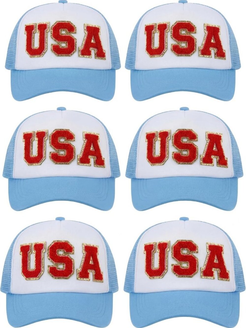 Patriotic 6-Pc Trucker Hats for Women & Men | Adjustable Snapback, Breathable